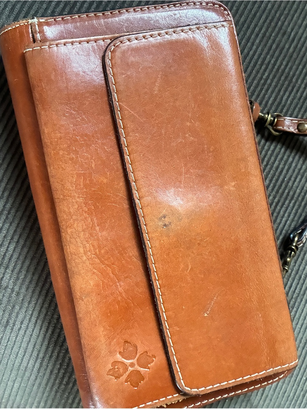 Patricia Nash Cognac Leather Wristlet Clutch
